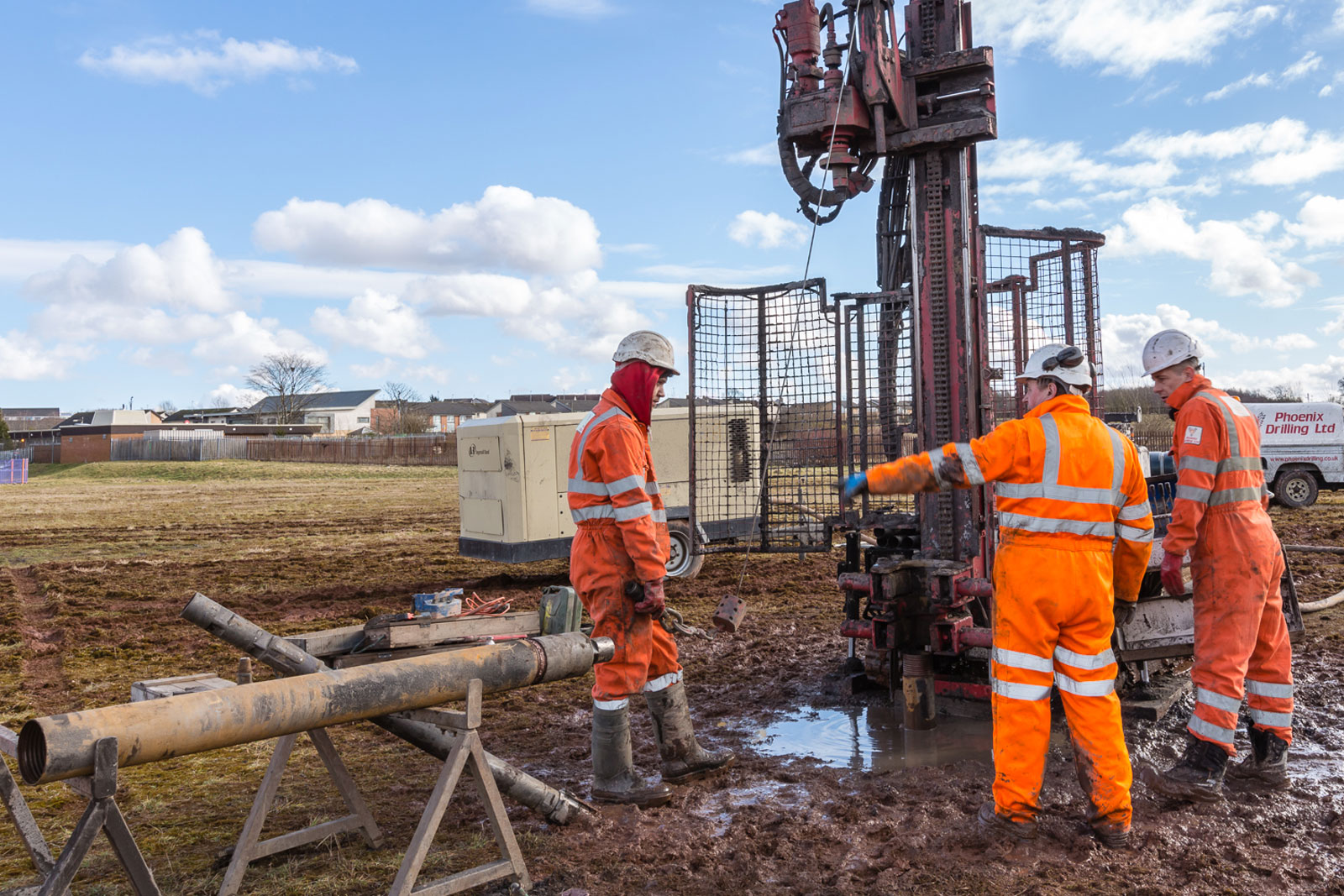 Borehole drilling in Barking with drilling rig